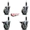Service Caster 4'' Gray Poly Wheel Swivel 1'' Expanding Stem Caster Set 2 Brakes, 4PK SCC-EX20S414-PPUB-2-PLB-2-1 - alternate 2